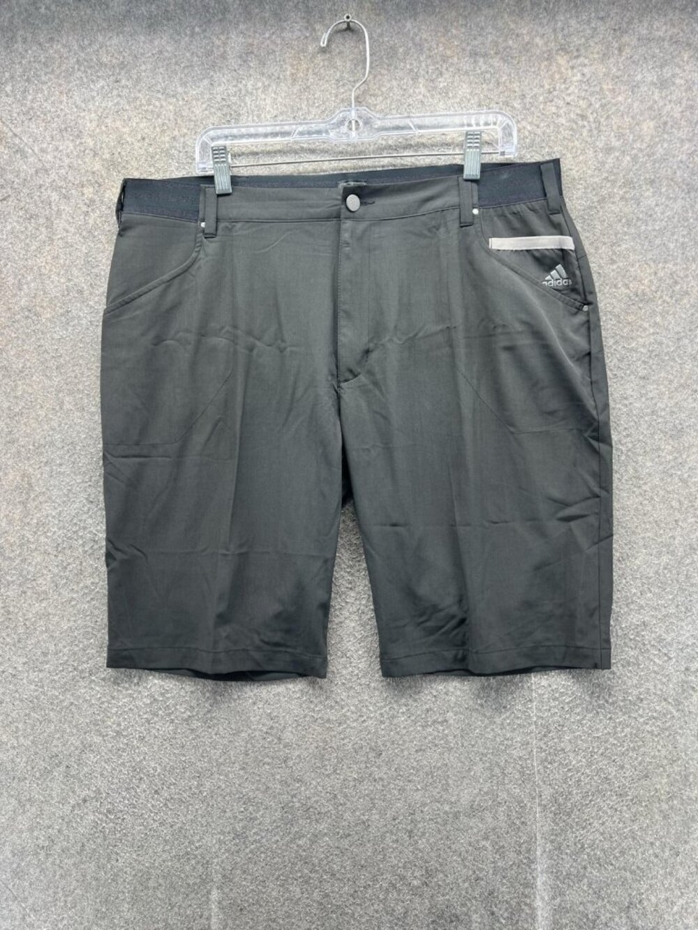 Adidas Shorts Mens 40 Black Chino Flat Front Microfiber Stretch Casual Summer